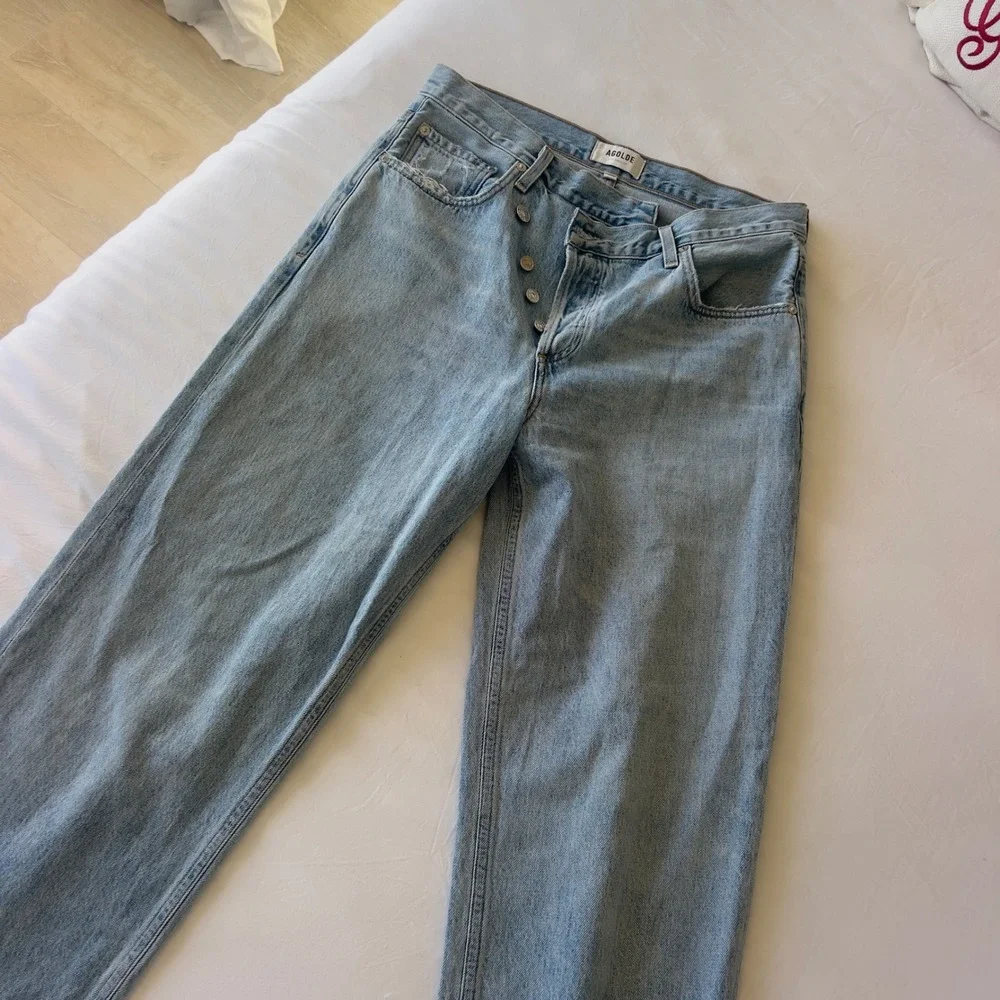 Agolde Criss Cross Upsize Jeans Light Wash High Rise Straight Leg Denim Size 27
